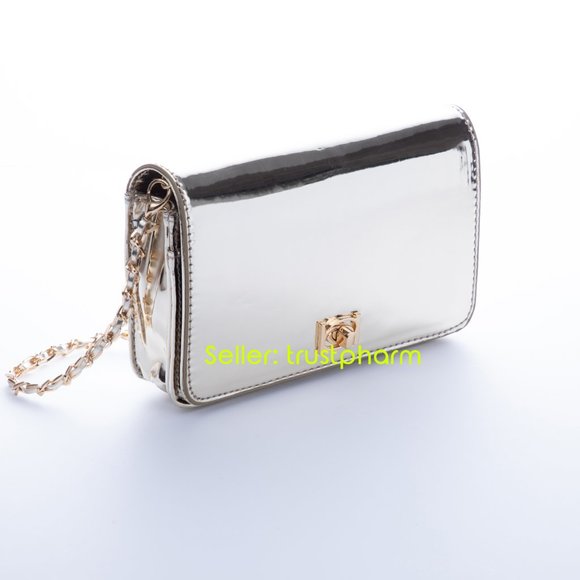 BEBE Metallic Gold Mini Crossbody Clutch - Picture 2 of 4